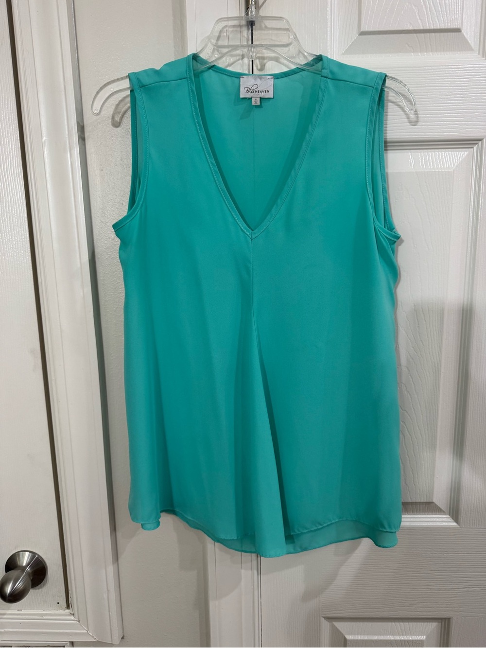 V-Neck Teal Sleeveless Shell Top by Bluheaven